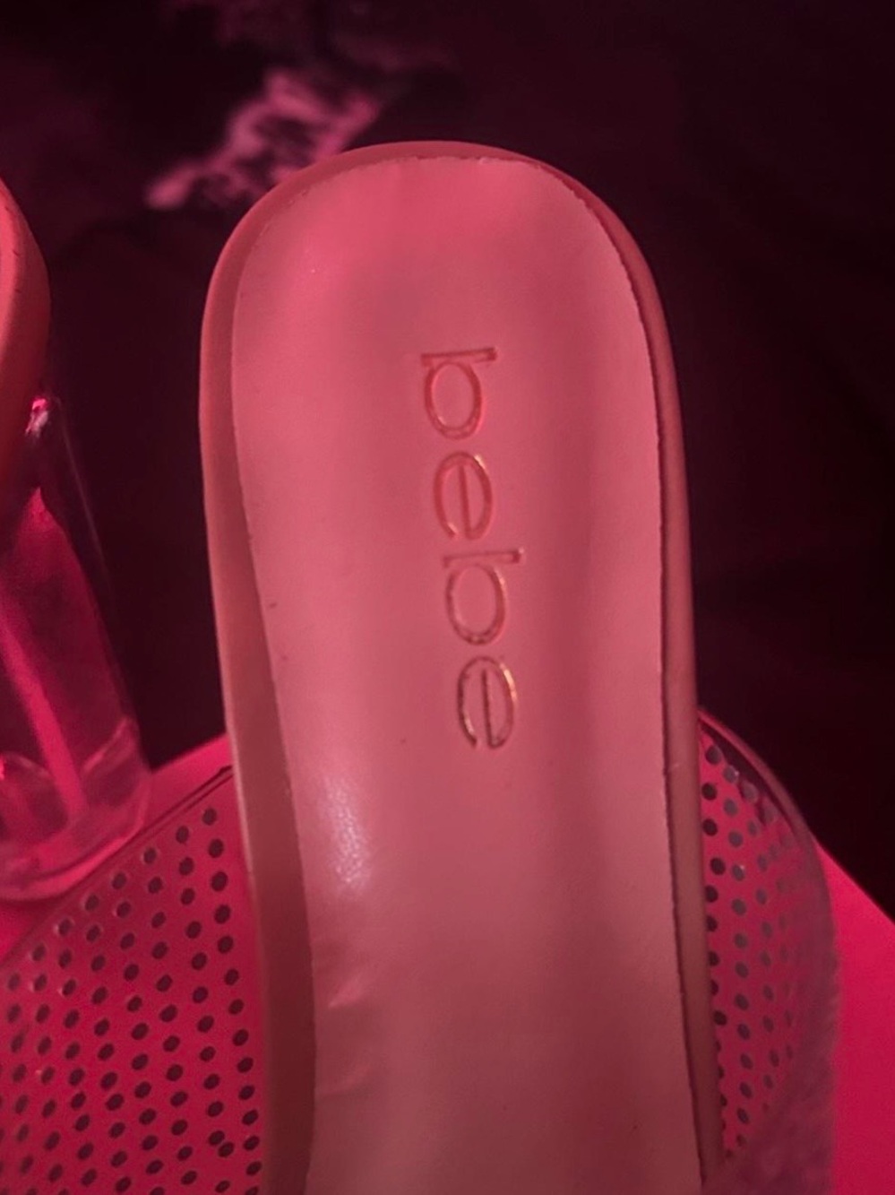 bebe Pink Rhinestone Slide Mules - Picture 4 of 5